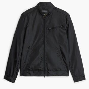 John Varvatos Men’s Zip Front Racer Bomber Jacket Casual Black Sz M